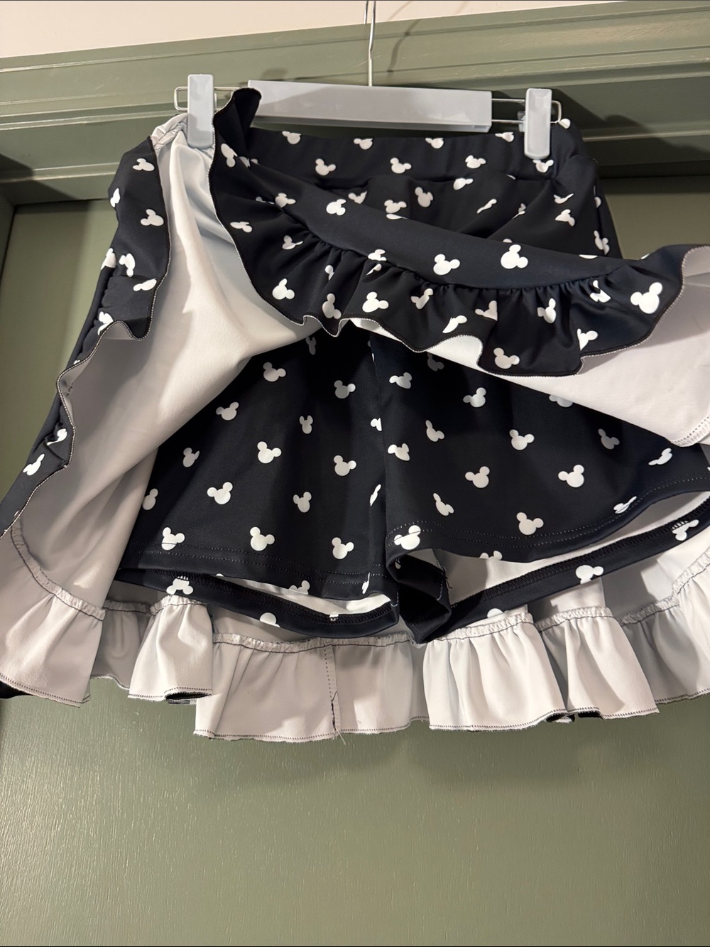 Black Ruffle Hem Skort with White Mickey Head Print - Picture 2 of 2